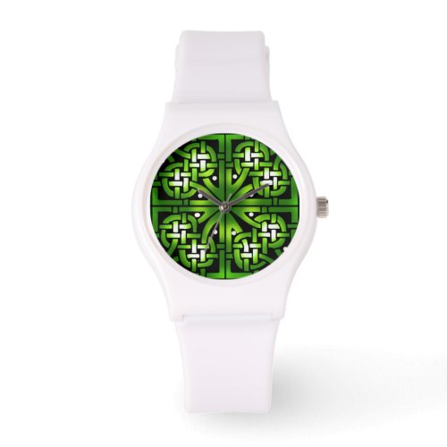 Green Celtic Knot Pattern Wristwatch