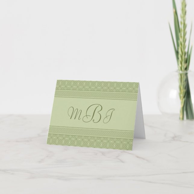 Green Celtic Knot Personalized Card with Monogram (Front)