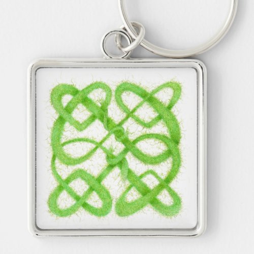 GREEN CELTIC KNOT Premium Square Keychain