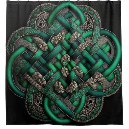 Green Celtic Knot Shower Curtain