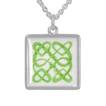 Green Celtic Knot Sterling Silver Necklace