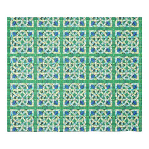 Green Celtic Knot Stone Mosaic Duvet Cover