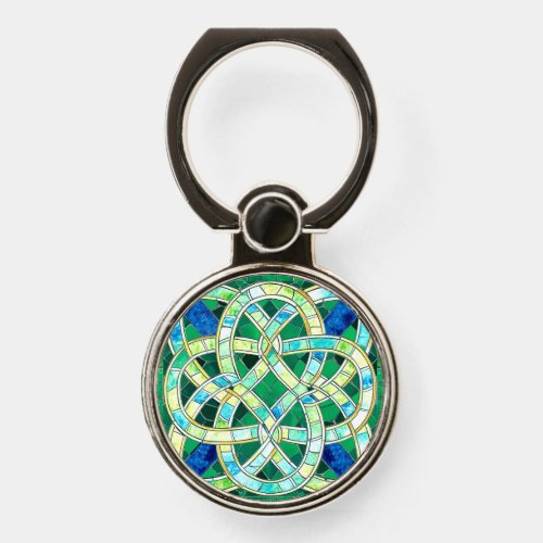 Green Celtic Knot Stone Mosaic Phone Ring Stand