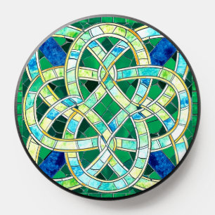 Green Celtic Knot Stone Mosaic PopSocket