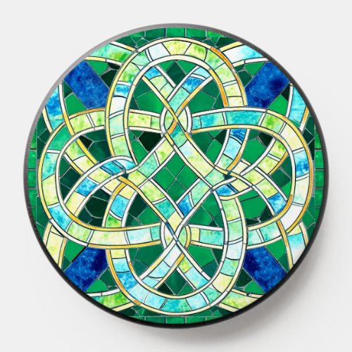 Green Celtic Knot Stone Mosaic PopSocket