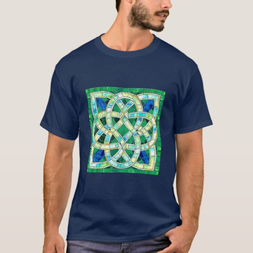 Green Celtic Knot Stone Mosaic T_Shirt