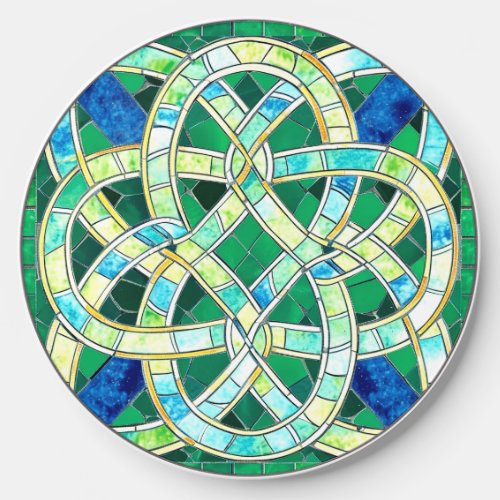 Green Celtic Knot Stone Mosaic Wireless Charger