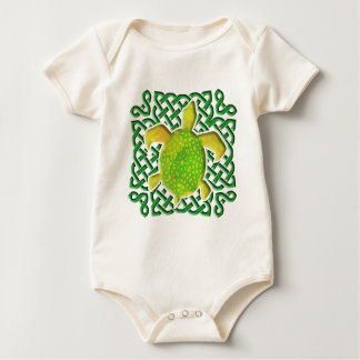 Green Celtic Knot Turtle Baby Bodysuit