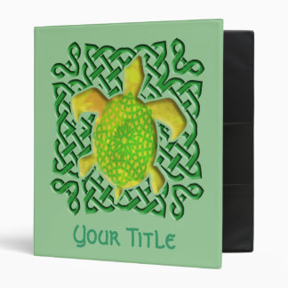 Green Celtic Knot Turtle Customizable Binder