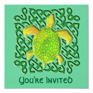 Green Celtic Knot Turtle Invitations