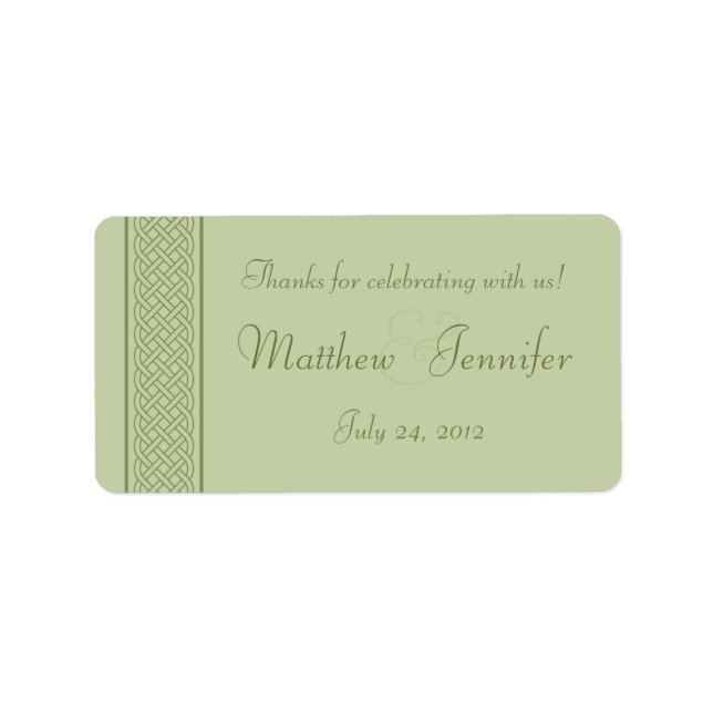 Green Celtic Knot Wedding Favor Label Stickers (Front)