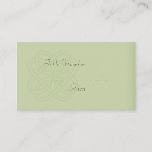 Customizable Green Celtic Knot Wedding Table Place Cards Business Card Templates