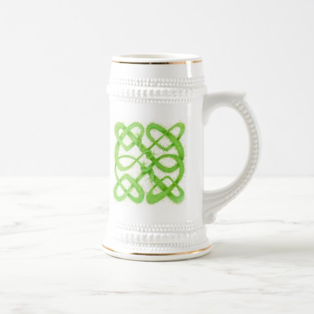 GREEN CELTIC KNOT White and Gold Stein (Right)