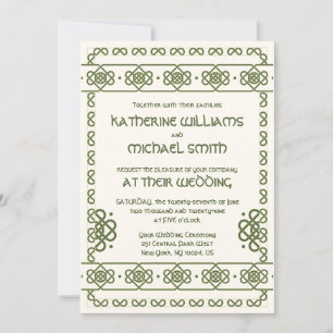 Green Celtic Knots Wedding Invitations