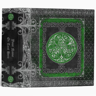 Green Celtic Medallion Gothic Grimoire Pagan 3 Ring Binder