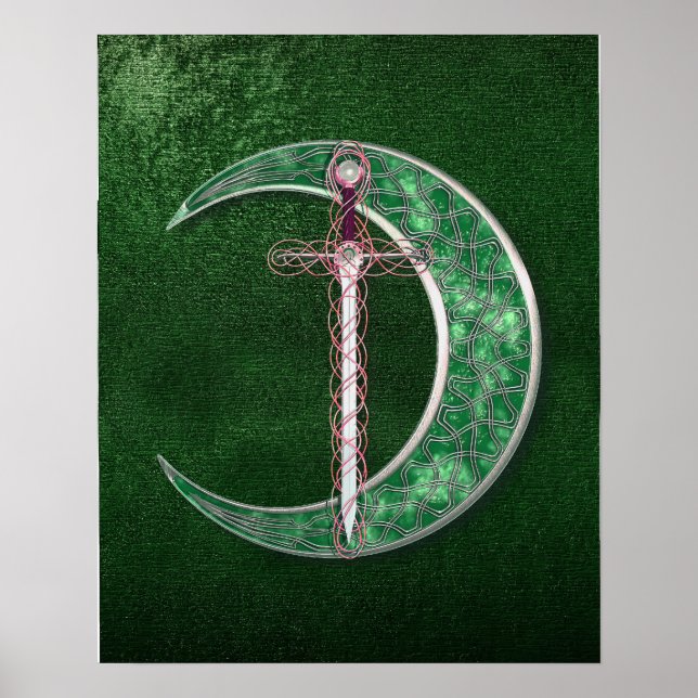 Green Celtic Moon Poster (Front)