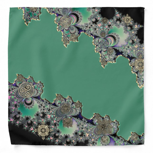 Green Celtic Mystical Fractal Bandana (Front)