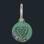 Green Celtic Mystical Fractal Pet Name Tag<br><div class="desc">Green Celtic Heart Knot Fractal Pet Tag. Mystical metallic Celtic symbols and knots woven into a green fractal. Celtic knots are an ancient Celtic traditional art form usually characterized by having no beginning and no end. They symbolize eternal love and the never-ending cycle of life. They have been found to...</div>