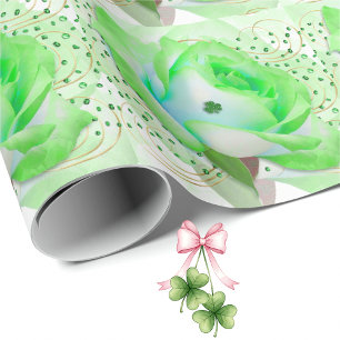 Green Celtic Rose Wrapping Paper