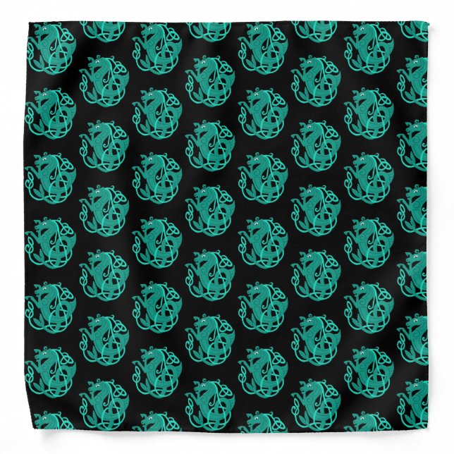 Green Celtic Seahorse Bandana (Front)