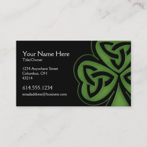 Green Celtic Shamrock Design 1 Irish Business Card