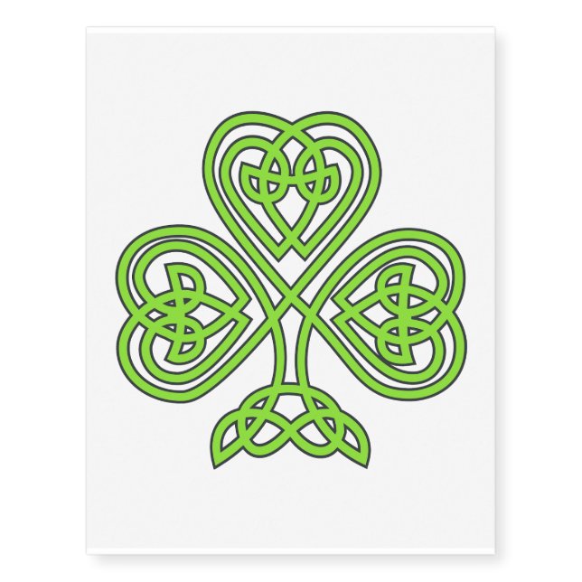 Green Celtic Shamrock Temporary Tattoos (Front)