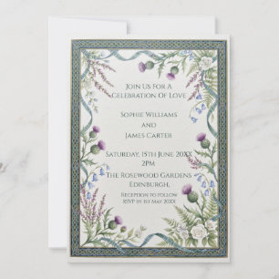Green Celtic Thistle Wedding Invitation