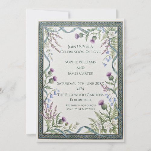 Green Celtic Thistle Wedding Invitation
