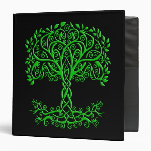 Green Celtic Tree Of Life 3 Ring Binder (Front/Inside)