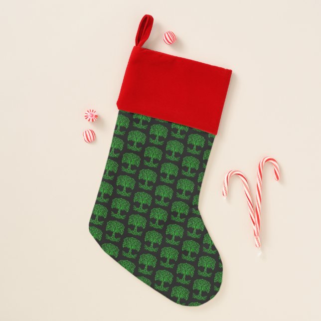 Green Celtic Tree Of Life Christmas Stocking (Front)