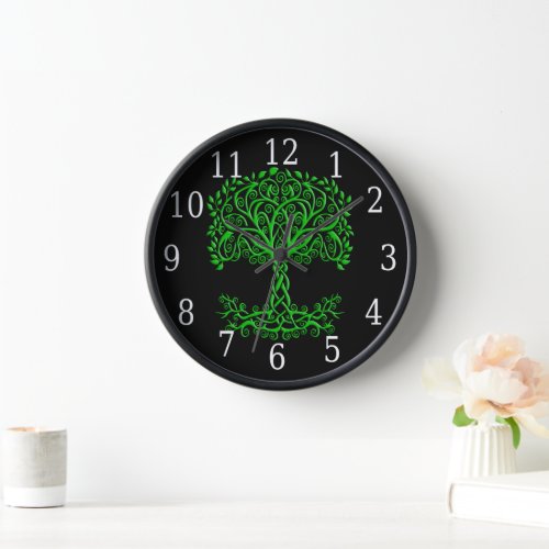 Green Celtic Tree Of Life Clock