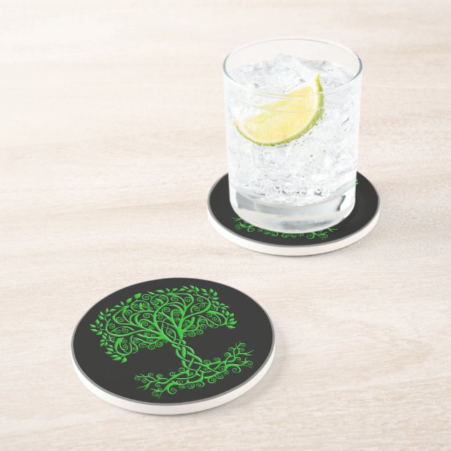 Green Celtic Tree Of Life Coaster (Side)