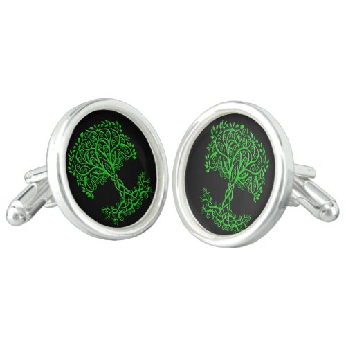 Green Celtic Tree Of Life Cufflinks