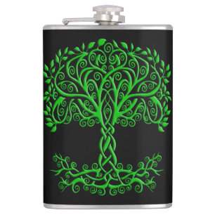 Green Celtic Tree Of Life Flask