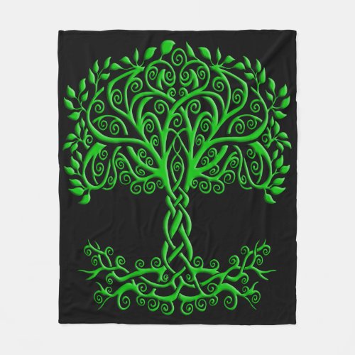 Green Celtic Tree Of Life Fleece Blanket