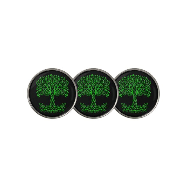 Green Celtic Tree Of Life Golf Ball Marker (3 Up)