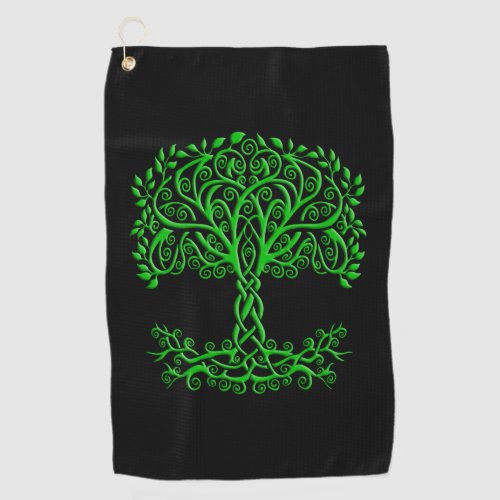 Green Celtic Tree Of Life Golf Towel