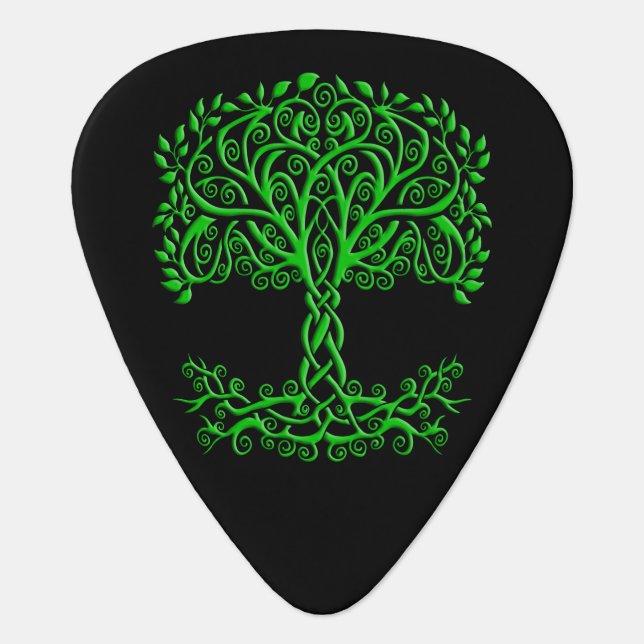 Green Celtic Tree Of Life Guitar Pick (Front)