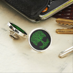 Green Celtic Tree Of Life Lapel Pin