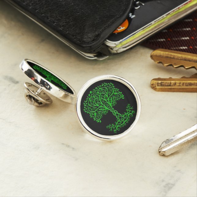 Green Celtic Tree Of Life Lapel Pin (In Situ)