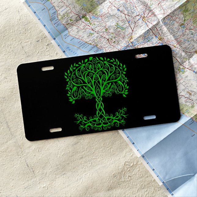 Green Celtic Tree Of Life License Plate (In Situ)