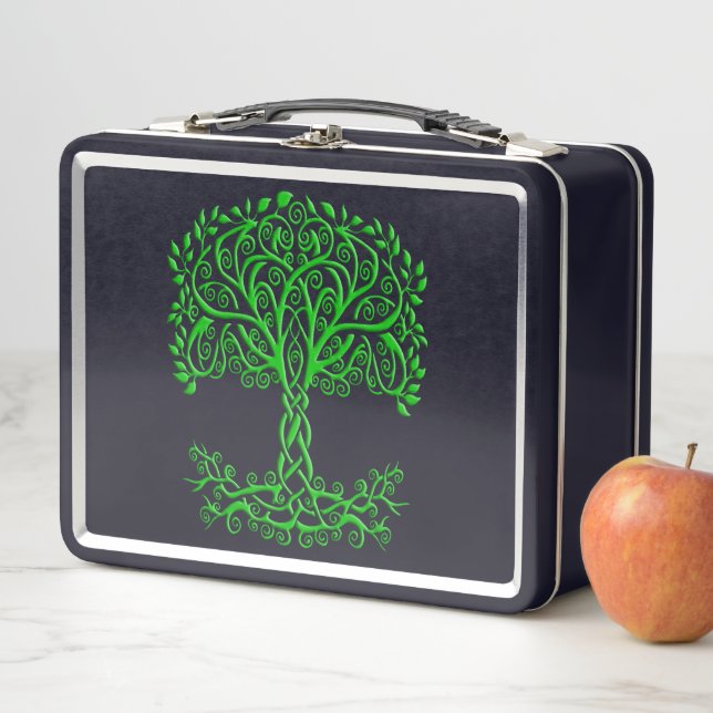 Green Celtic Tree Of Life Metal Lunch Box (In Situ)