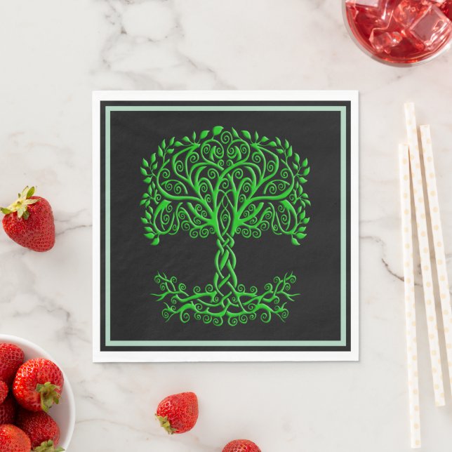 Green Celtic Tree Of Life Napkins (Insitu)