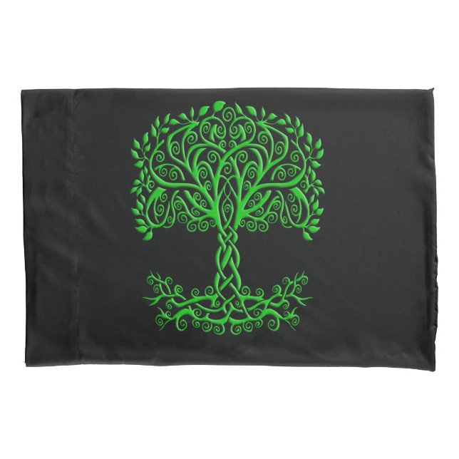 Green Celtic Tree Of Life Pillow Case (Front)