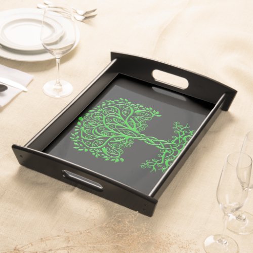 Green Celtic Tree Of Life Serving Tray