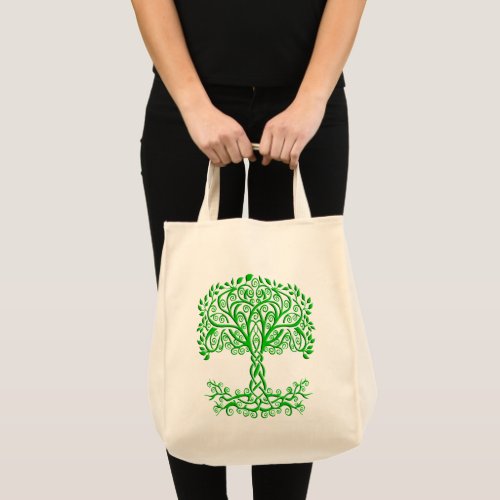 Green Celtic Tree Of Life Tote Bag