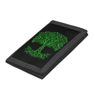 Green Celtic Tree Of Life Tri-fold Wallet