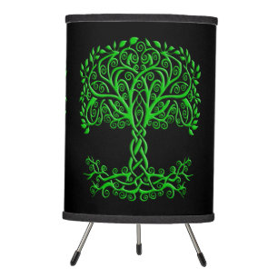 Green Celtic Tree Of Life Tripod Lamp