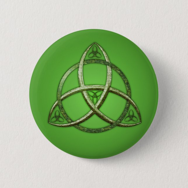 Green Celtic Trinity Knot Button (Front)