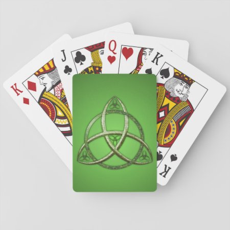 Green Celtic Trinity Knot Playing Cards